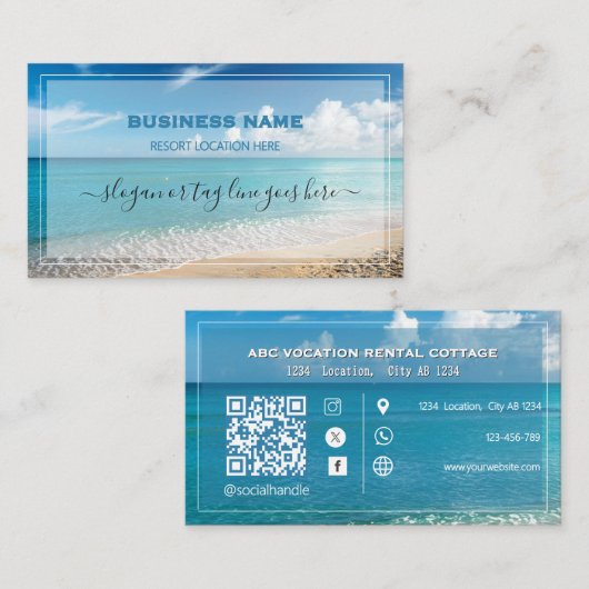 QR Code Strand Elegante Spa Reizen Visitekaartje (Voorkant / Achterkant)