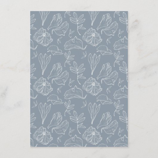 QR-code Stusty Blue Floral Wedding Details Informatiekaartje (Achterkant)