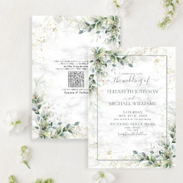 QR-code Stusty Eucalyptus Botanical Gold Greenery Kaart