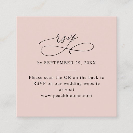 QR-code Stusty Roos Roze bruiloft online RSVP-kaar Vierkante Visitekaartje (Voorkant)