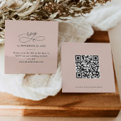 QR-code Stusty Roos Roze bruiloft online RSVP-kaar Vierkante Visitekaartje