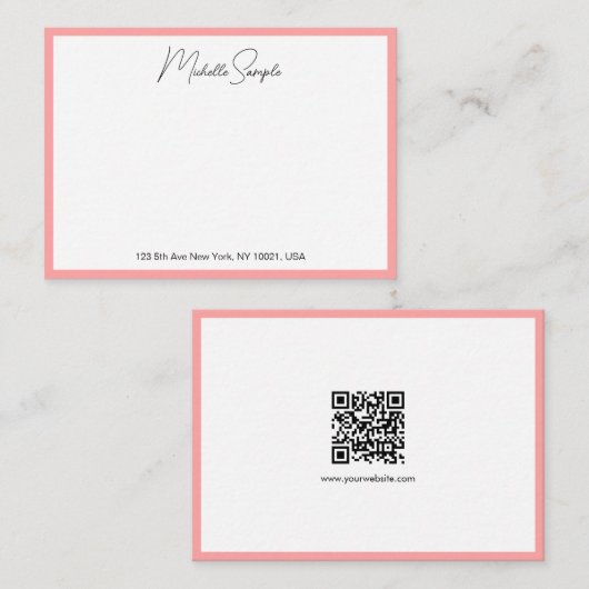 QR Code Stylish Modern Handwritten Script Name Notitiekaartje (Voorkant / Achterkant)