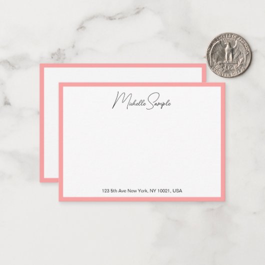 QR Code Stylish Modern Handwritten Script Name Notitiekaartje (Voorkant / Achterkant in situ)