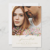 QR CODE subtiele bloemenlente band save the date Kaart (Voorkant)