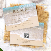 QR Code Summer Ocean Waves Tropical Beach Wedding RSVP Kaartje