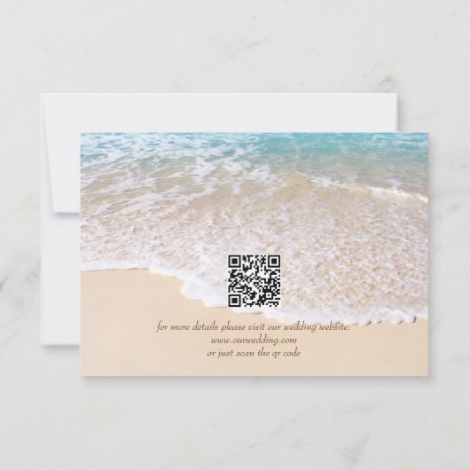 QR Code Summer Ocean Waves Tropical Beach Wedding RSVP Kaartje (Achterkant)