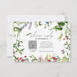 QR Code Summer Wildflower Waterverf Weddenschap RS RSVP Kaartje