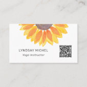 QR-code Sunflower Yoga Instructor Visitekaartje (Voorkant)