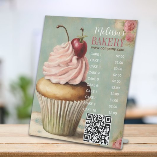 QR code taart catering cupcake bakker Reclamebord Met Voetstuk