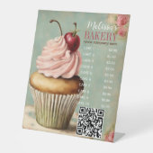 QR code taart catering cupcake bakker Reclamebord Met Voetstuk (Voorkant)