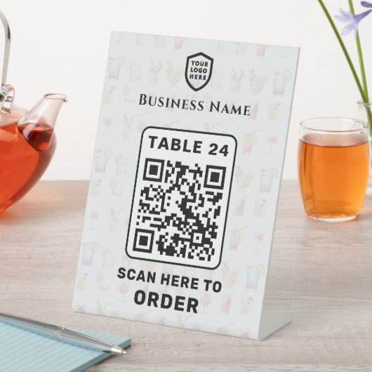 QR-code tabelnummer scannen naar bestelrestaurant Reclamebord Met Voetstuk (Insitu)
