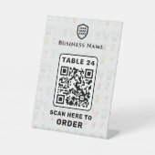 QR-code tabelnummer scannen naar bestelrestaurant Reclamebord Met Voetstuk (Voorkant)