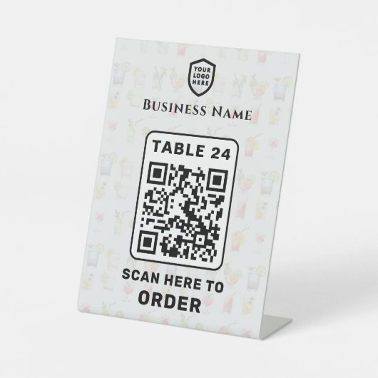 QR-code tabelnummer scannen naar bestelrestaurant Reclamebord Met Voetstuk (Voorkant)