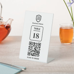 QR-code tabelnummer scannen naar bestelrestaurant Reclamebord Met Voetstuk