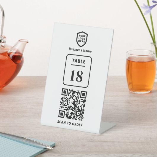 QR-code tabelnummer scannen naar bestelrestaurant Reclamebord Met Voetstuk (Insitu)