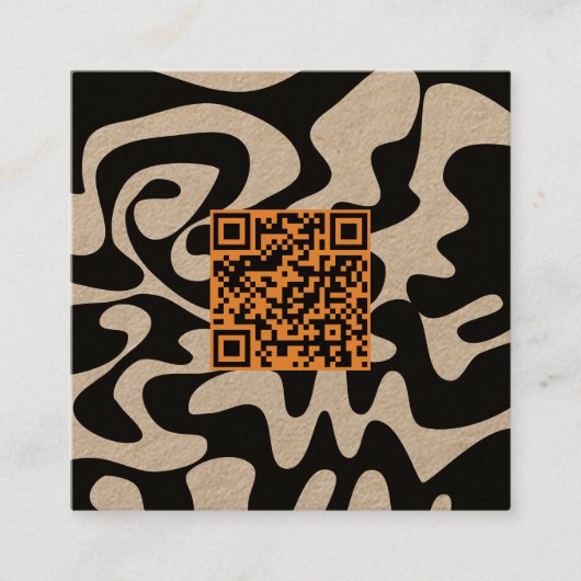 QR Code Tan Sinaasappel Bruin Retro Groovy Kraft Vierkante Visitekaartje (Voorkant)