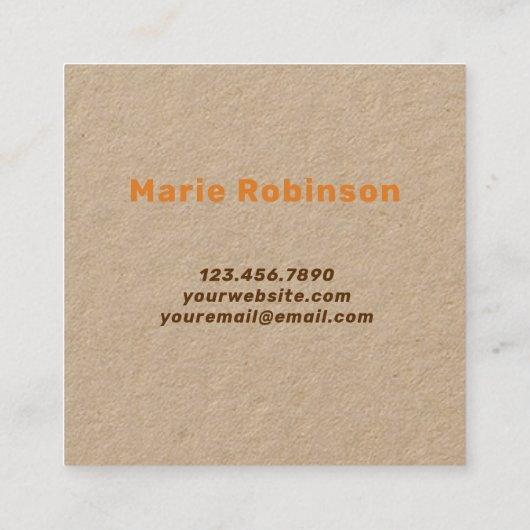 QR Code Tan Sinaasappel Bruin Retro Groovy Kraft Vierkante Visitekaartje (Achterkant)