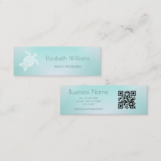 QR-code | Tarcise White Turtle Beach Thed | Mini Visitekaartje (Voorkant / Achterkant)