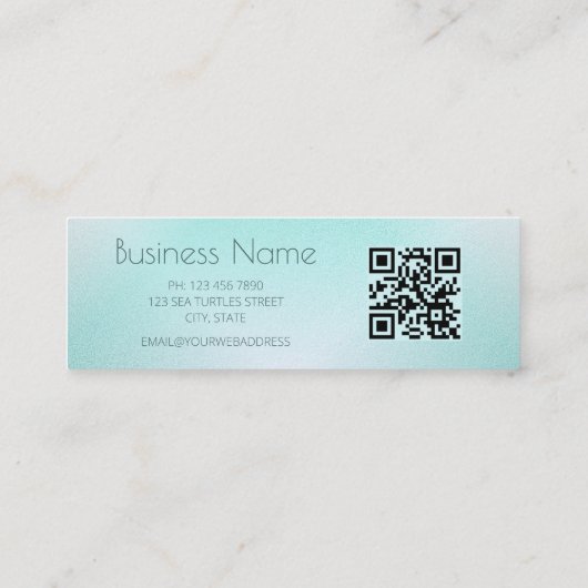 QR-code | Tarcise White Turtle Beach Thed | Mini Visitekaartje (Achterkant)