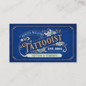 QR Code Tattoo Artiest Blauw Professioneel Visitekaartje (Voorkant)