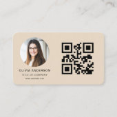 QR Code Taupe Foto Visitekaartje (Voorkant)