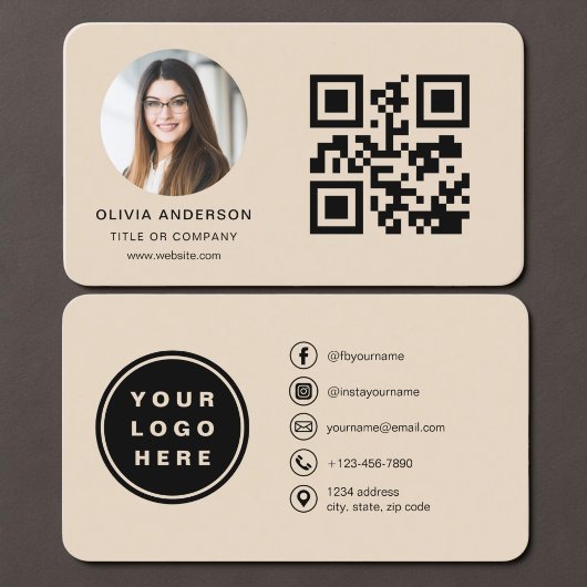 QR Code Taupe Foto Visitekaartje