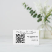 QR-code TECH — Minimale eenvoudige wit Visitekaartje (Staand voorkant)