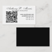 QR-code TECH — Minimale eenvoudige wit Visitekaartje (Voorkant / Achterkant)