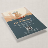 QR Code Teddy Bear Cowboy Eerste Rodeo Verjaardag Kaart