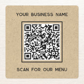 QR Code Tekst Business Scan voor Menu Bruin Papier Labels