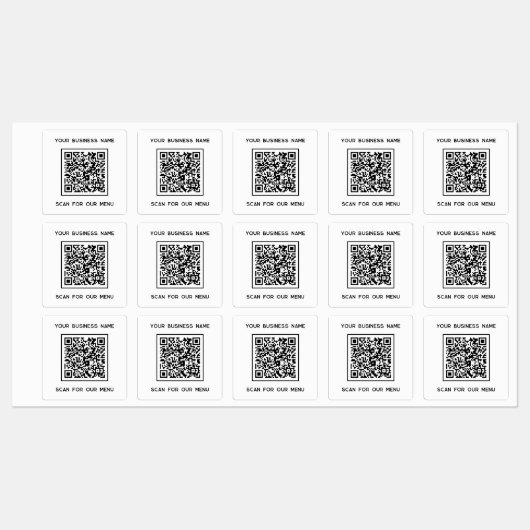 QR Code Tekst Business Scan voor Menu Labels (Vel)