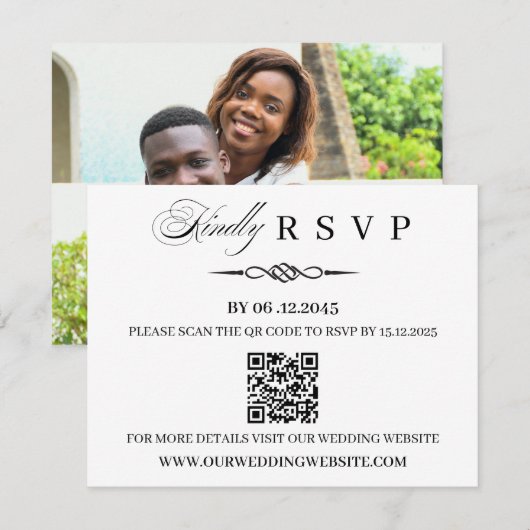  QR Code Template Celtic Knot Wedding RSVP Card Kaartje (Voorkant / Achterkant)