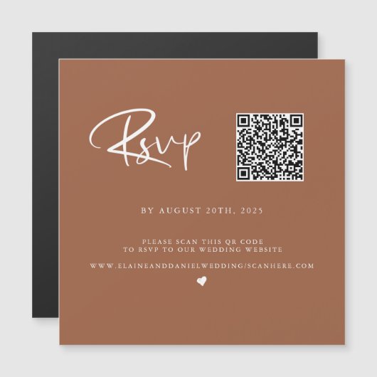 QR Code Terra Cotta Photo RSVP Card (Voorkant / Achterkant)