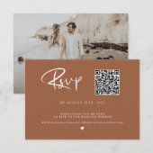 QR Code Terra Cotta Photo RSVP Card Kaartje (Voorkant / Achterkant)