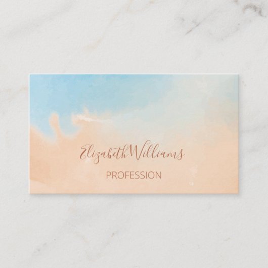 QR Code Terracotta Blue Waterverf Achtergrond Visitekaartje (Voorkant)