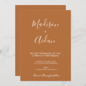 QR Code Terracotta Calligraphy Wedding Invitation Kaart (Voorkant / Achterkant)