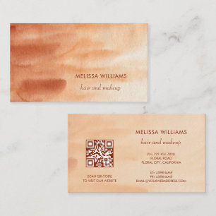 QR Code Terracotta Eenvoudige Aquarel Achtergrond Visitekaartje