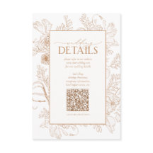 QR Code Terracotta Floral Wedding Details