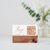 QR-code Terracotta Floral Wedding RSVP Informatiekaartje (Staand voorkant)