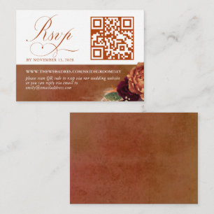 QR-code Terracotta Floral Wedding RSVP Informatiekaartje