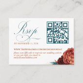 QR-code Terracotta Floral Wedding RSVP Informatiekaartje (Voorkant)
