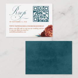 QR-code Terracotta Floral Wedding RSVP Informatiekaartje
