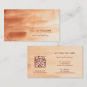 QR Code Terracotta Simple Watercolor Background Visitekaartje (Voorkant / Achterkant)