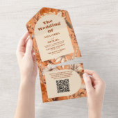 QR Code Terracotta Waterverf Wildflower Bruiloft All In One Uitnodiging (Afscheurbaar)