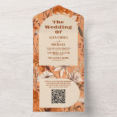 QR Code Terracotta Waterverf Wildflower Bruiloft All In One Uitnodiging (Binnen)