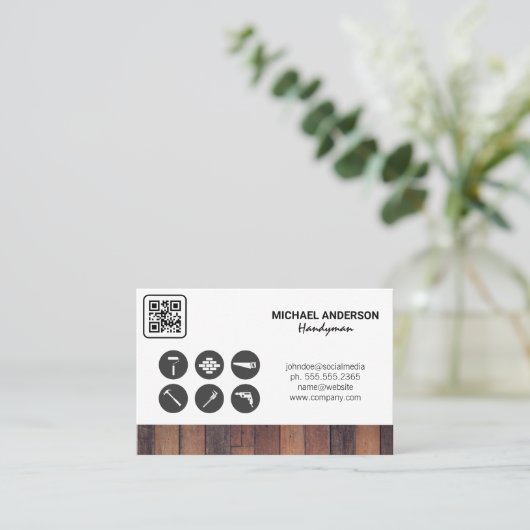 Qr Code | Timmervrouw Iconen Visitekaartje (Staand voorkant)