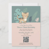 QR Code Tiny Tiger Zachte Jungle Kinderverjaardag Kaart (Voorkant)