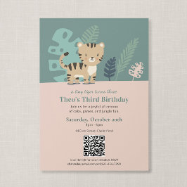 QR Code Tiny Tiger Zachte Jungle Kinderverjaardag Kaart