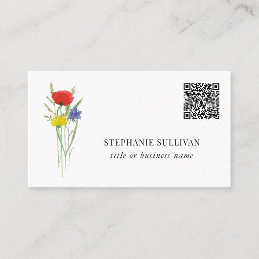 QR Code Titel Bedrijfsnaam Wildflower Visitekaartje (Voorkant)