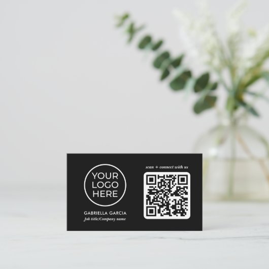 QR-code toevoegen Zwart Logo-Visitekaartje Visitekaartje (Staand voorkant)